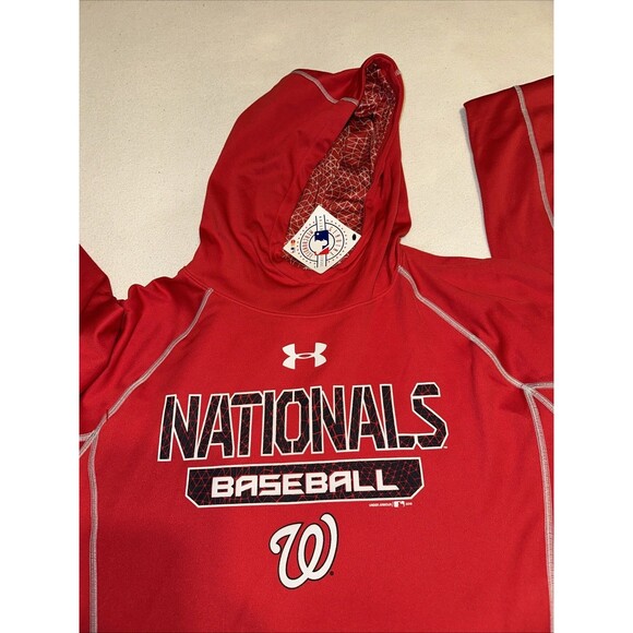 Washington Nationals Hoodie Mens XL Loose Sweatshirt Red Under Armour NWT - Picture 11 of 16